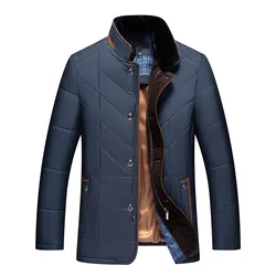 Veste en coton à col montant pour hommes, manteau de loisirs, chaud, d'âge moyen, papa aîné, automne, hiver