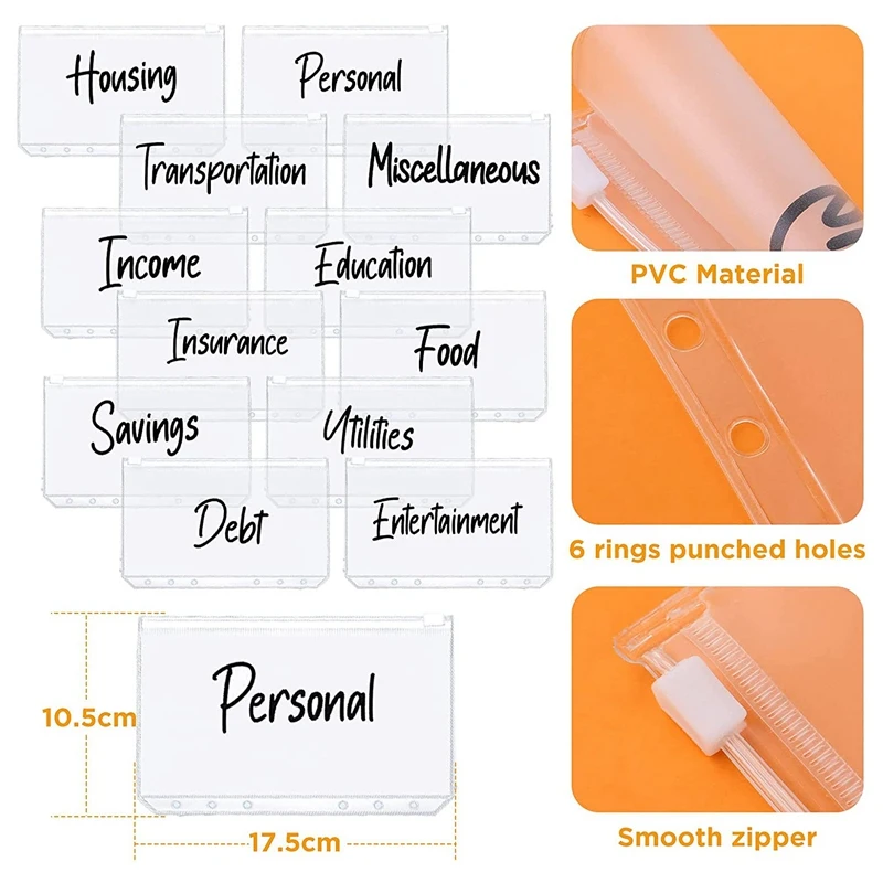 최고 거래 A6 PU 가죽 예산 바인더 세트, 바인더 커버 개인 플래너 바인더 돈 절약 현금 봉투 시스템, 25 개