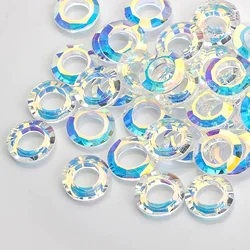 20PCS Shiny AB Angel Ring Crystal Bead 8/10mm Glass Round Beads With Big Hole For Jewelry Making Necklace Earrings Accessories