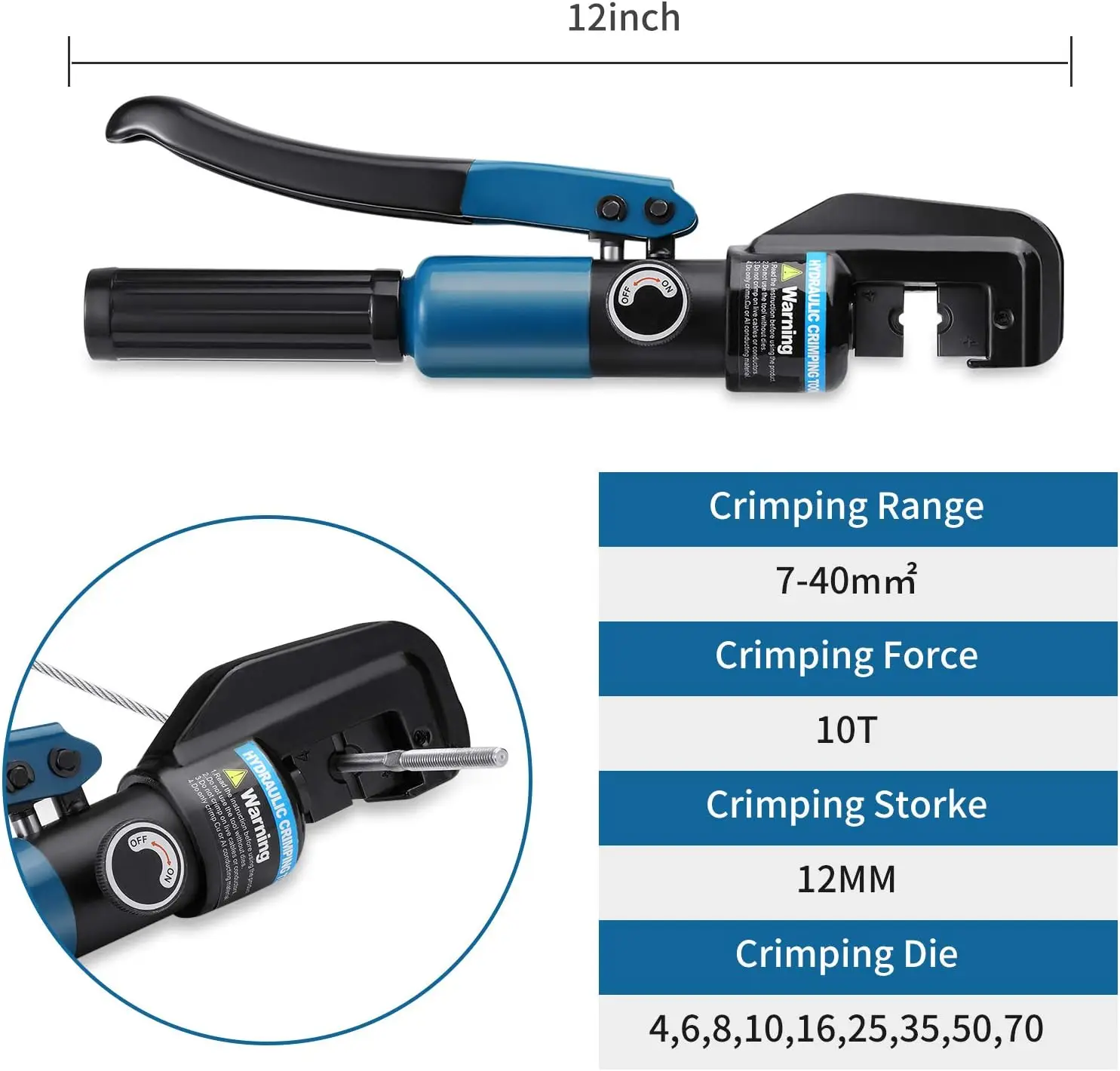 10 Ton Custom Hydraulic Hand Crimper Tool For Stainless Steel Cable Railing Fittings For 1/8