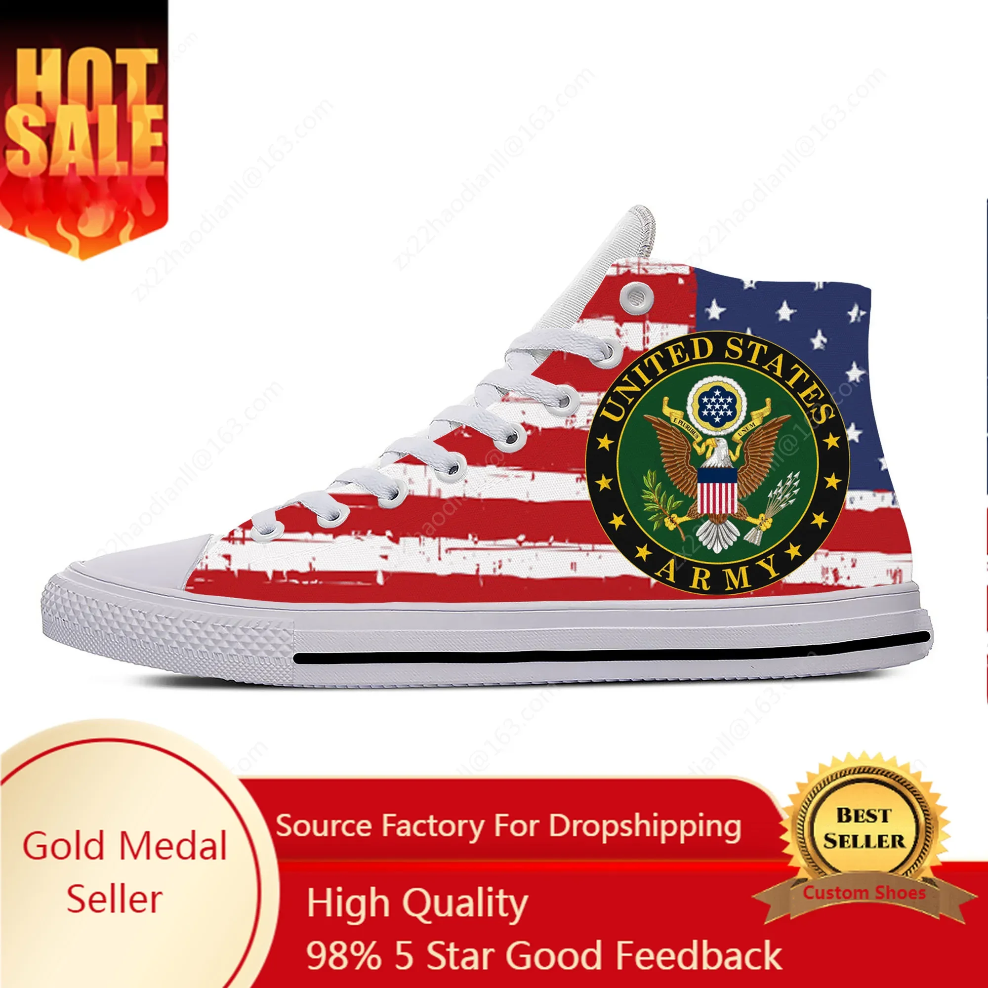 

United States Army High Top Sneakers Mens Womens Teenager Casual Shoes Canvas Running Shoes 3D Print Breathable Lightweight shoe