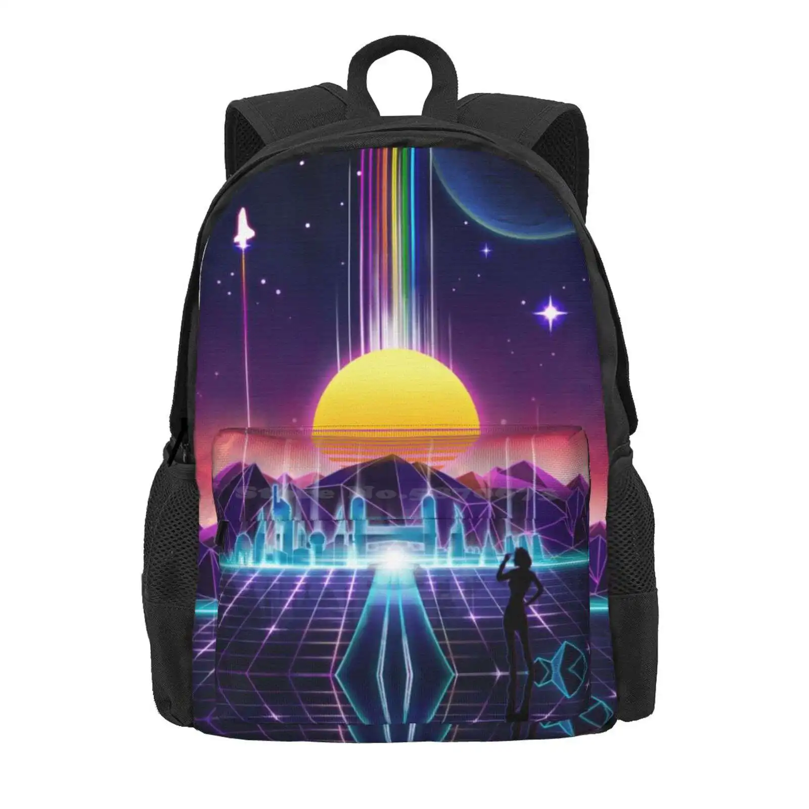 Neon Sunrise Hot Sale Schoolbag Backpack Fashion Bags Ghost In The Shell Akira Arcade Video Games Space Apollo Artemis Vintage