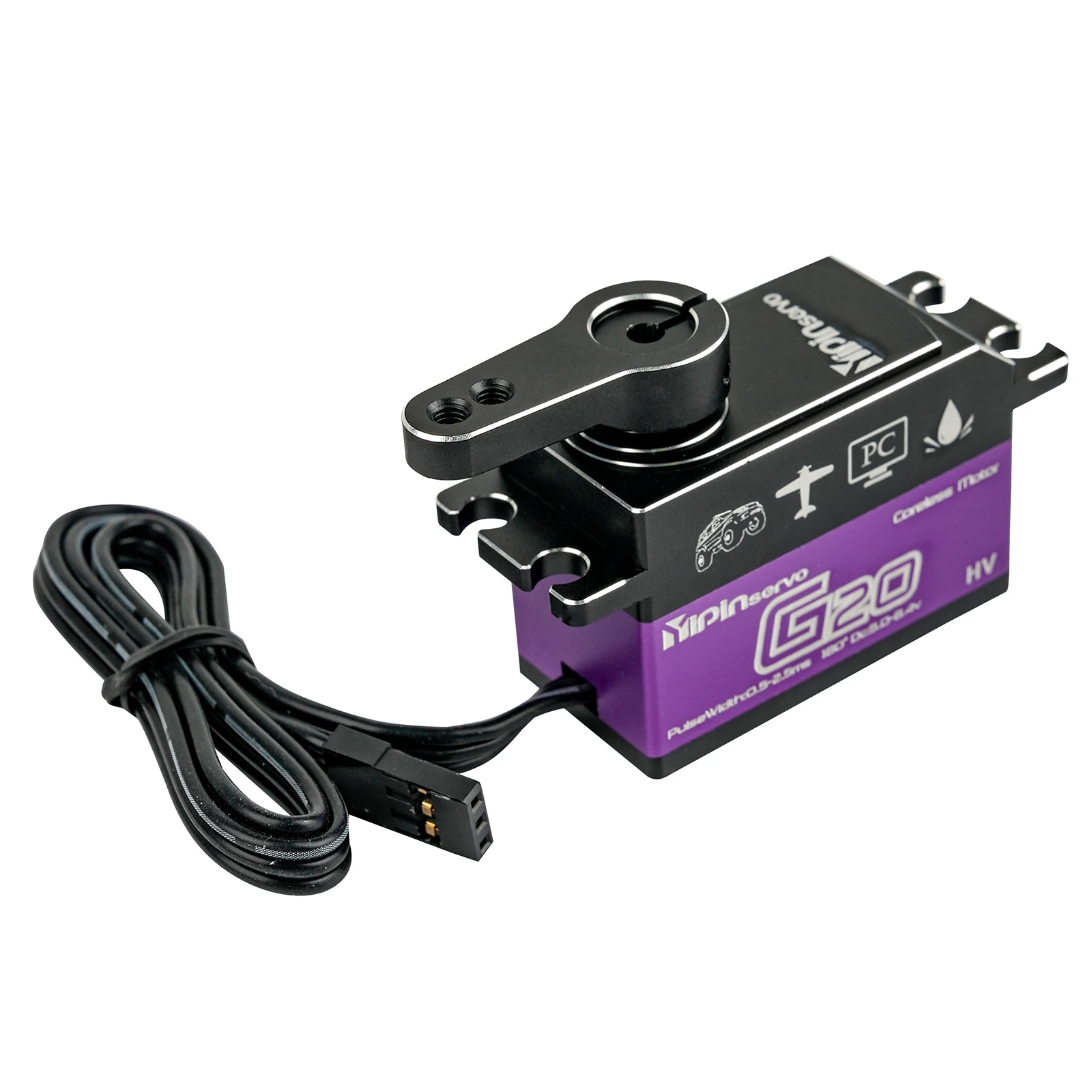 Low Profile 20 kg 7,4 V High Torque Metall Digital Servo Coreless Motor 180/270/360 Grad RC Servo für Klettern Auto Flugzeug Roboter