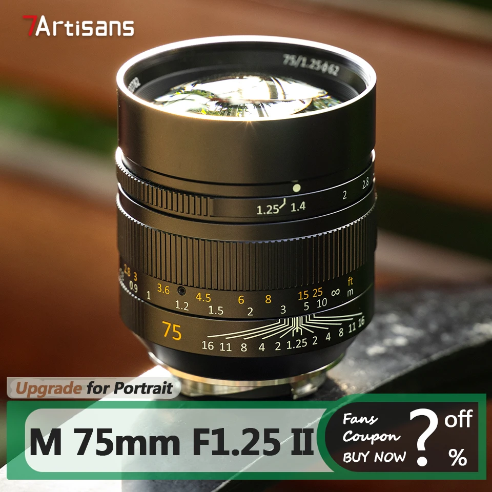 

7artisans M 75mm F1.25 II Full Frame Large Aperture Prime Manual Focus Camera Lens for Portrait Photography with Leica M-mount