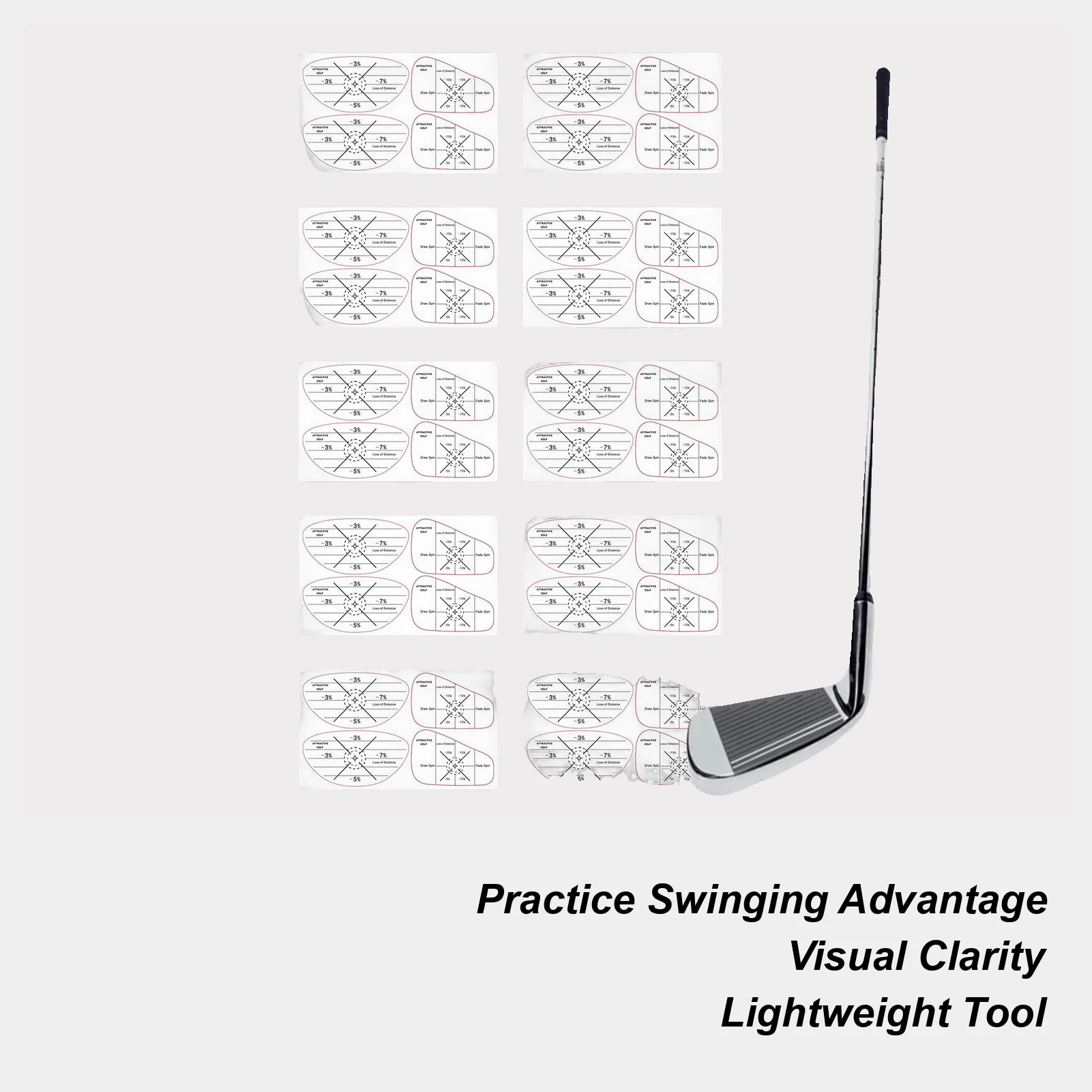 

Golf Strike Tape 10 Sheets Hitting Guides Golf Club Batting Labels For Women Athlete Swinging Indoor Outdoor Sports