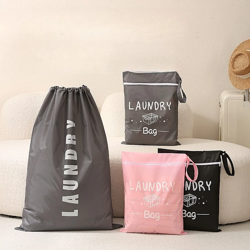 Waterproof Travel Laundry Bag Wet Dry Organizer Pouch with Zipper Hanging Strap Portable Storage Bag