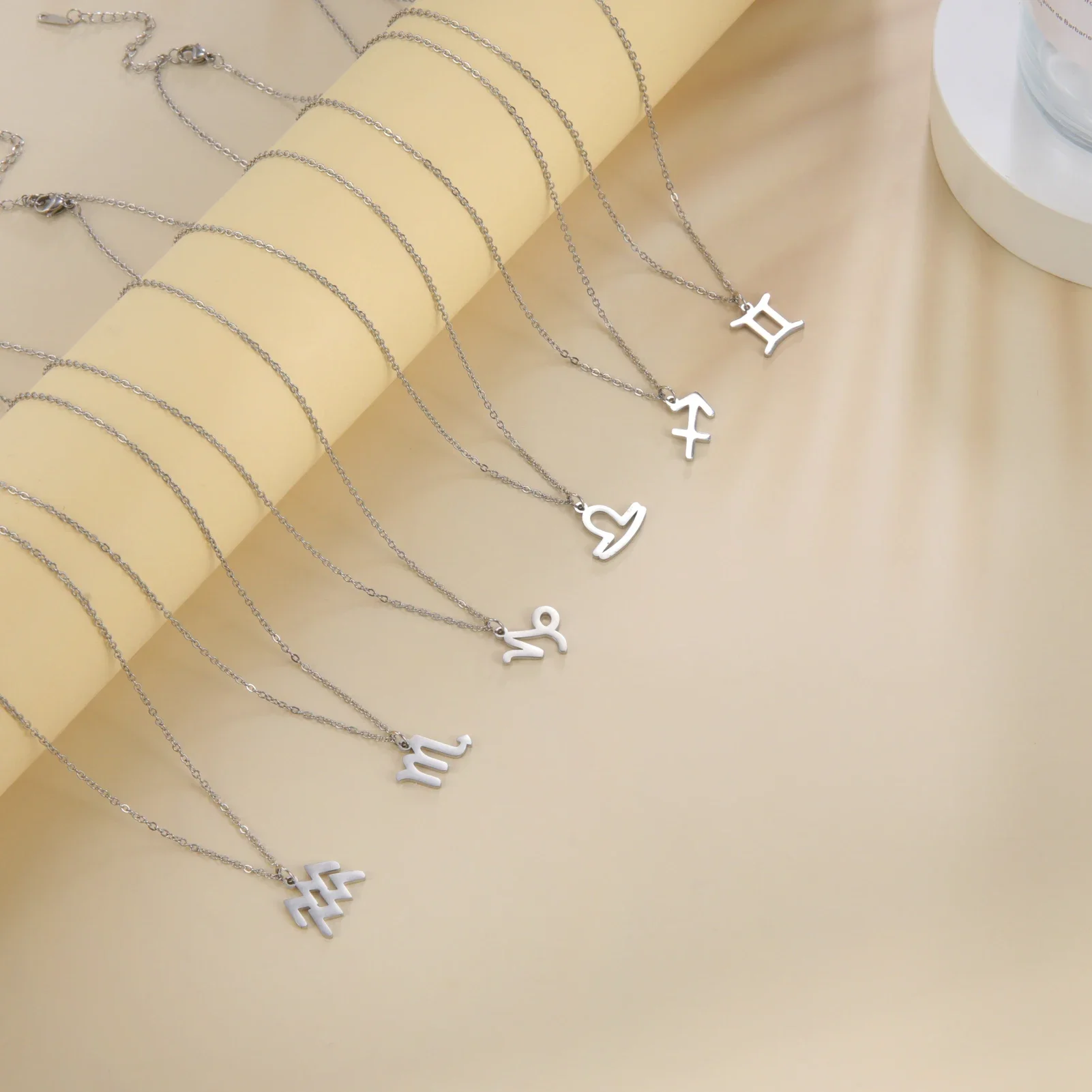 Skyrim 12 Zodiac Sign Necklace Aries Libra Virgo Taurus Stainless Steel Horoscope Constellation Necklaces Gift for Women