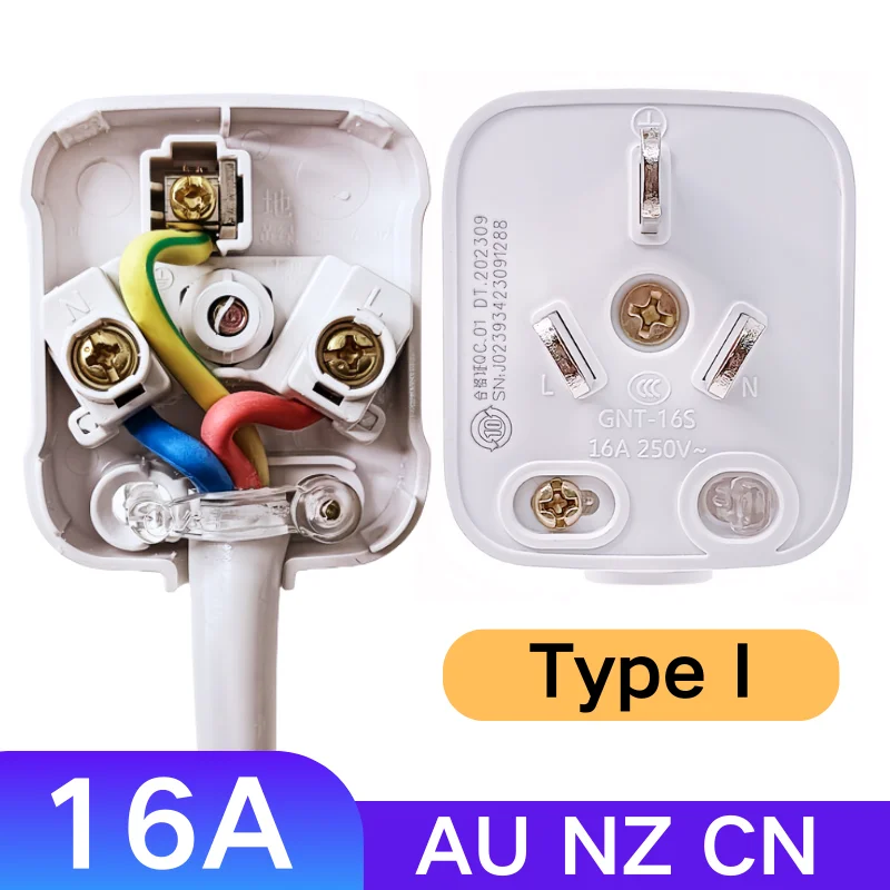 AU NZ Argentina chiny 16A 3-Flat Pin typu I DIY Rewireable wtyczka zasilania Max AC250V Heavy Duty