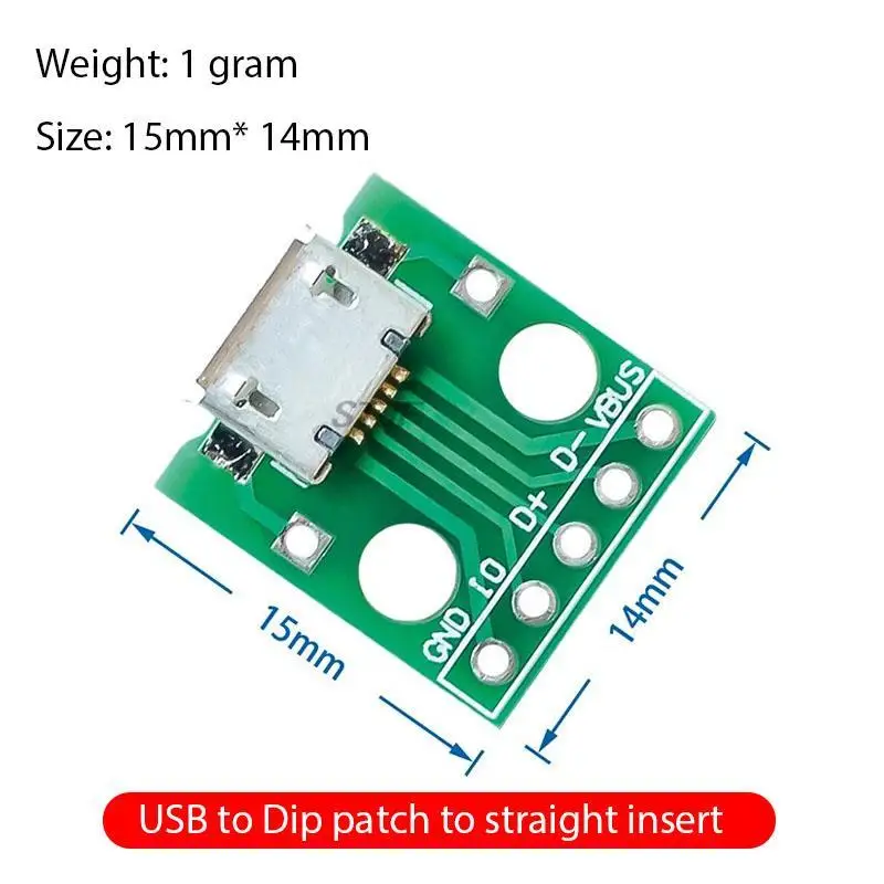 10pcs MICRO USB To DIP Adapter 5pin Female Connector B Type PCB Converter Breadboard USB-01 Switch Board SMT Mother Seat