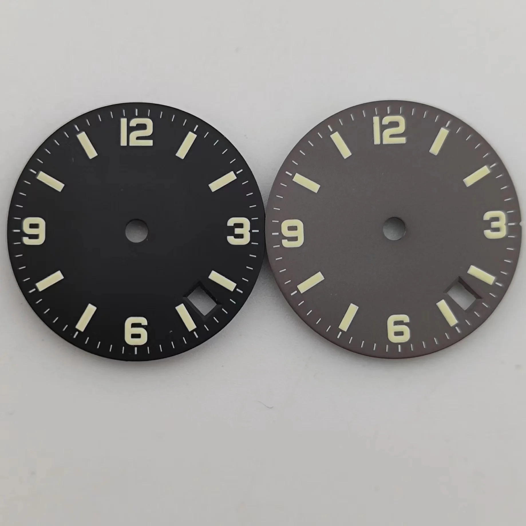 BOTIONI 28.5 ملم قرص معقم أسود أزرق رمادي ساعة مضيئة 3.8 تاريخ يناسب حركة NH35 ، إكسسوارات وجه الساعة