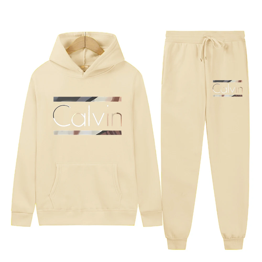 Męskie komplety dresowe na jesień i zimę, bluzy z okrągłym dekoltem i długim rękawem, spodnie sportowe, modne, luźne.