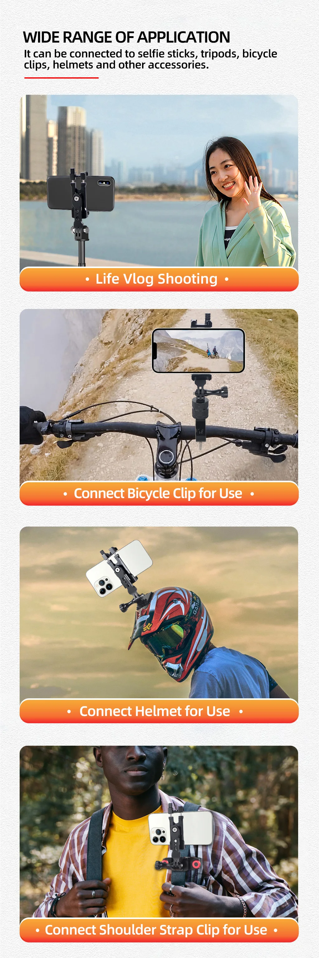 Handy-Ständer halter 360-Grad-Drehung Stativ adapter Kalt schuh 1/4 "Halterung für Smartphone Vlog Selfie Stick Lichter stehen – Detail 11
