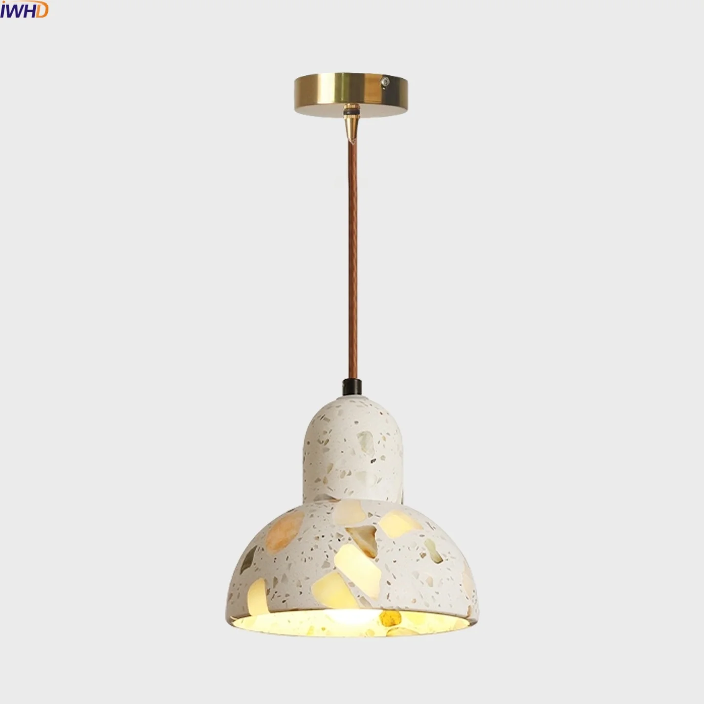 

IWHD Home Decor LED Pendant Lamp Bedroom Living Room Interior Lighting Terrazzo Lampshade Hanging Lights Fixture Pendelleuchte