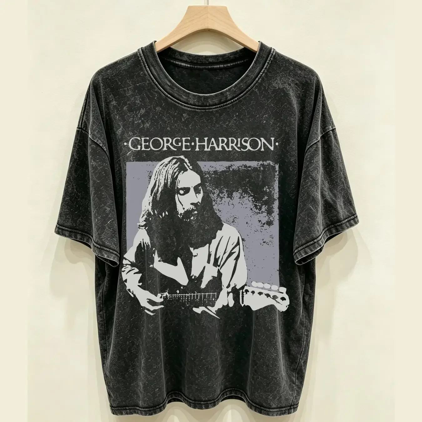 washed T Shirt George Harrison Live Profile Guitar Music Retro For Fans vintage Washed homme Comfortable Soft Casual Unisex