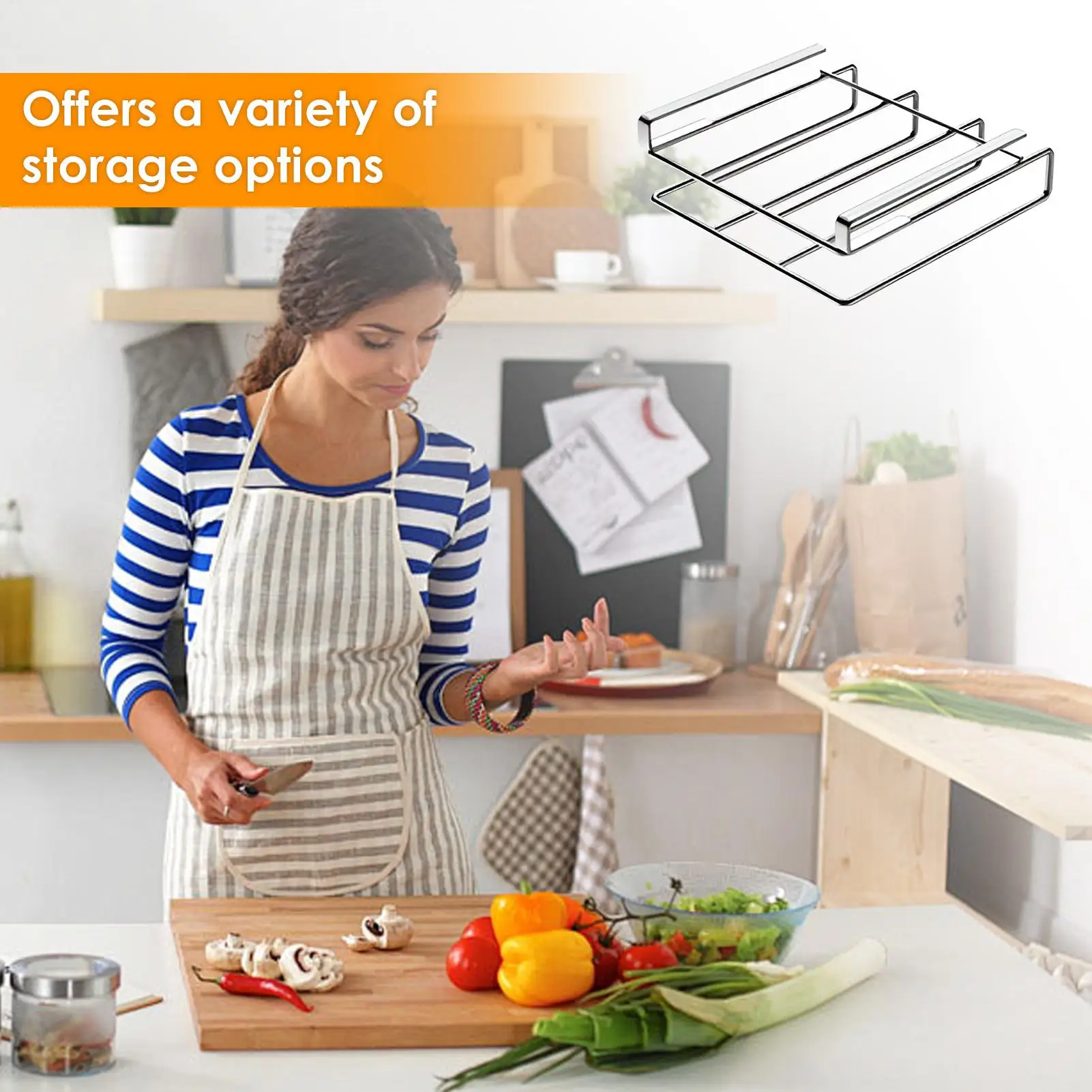 

Держатель для разделочных досок под шкаф, подставка для разделочных досок, органайзер для разделочных досок под шкаф с крючками, кухонные принадлежности и инструменты