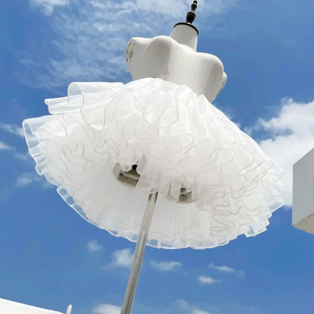 Lolita Boneless Puffy Skirt Fluffy Soft Yarn Dress White Petticoat 4 Layer Crinolinas Cosplay Accessory Bottoms Skirt Support image 5