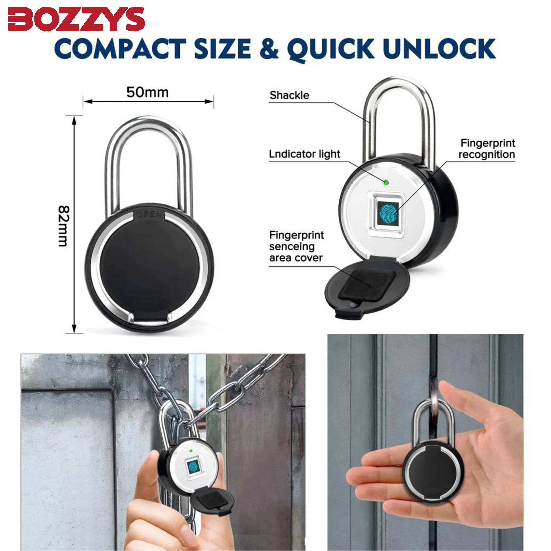 BOZZYS Tuya Fingerprint Lock Household Lock Mobile Remote Authorization Bluetooth Unlock Zinc Alloy Electronic Lock Waterproof