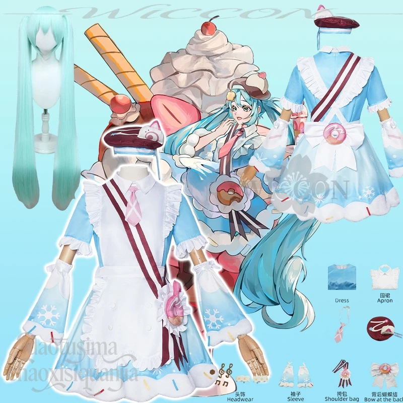 

Snow Mikkuu 2026 New Costume Cosplay Anime Game Project Sekai Kawaii Blue Cake Dress Snowflake Pattern Sweet Lolita Christmas