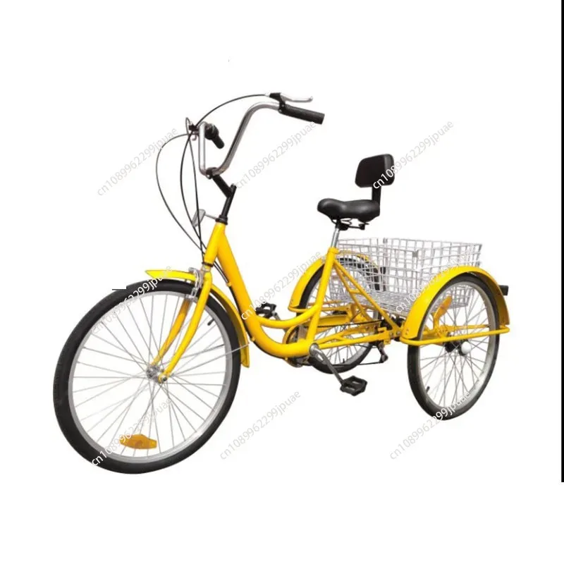 Lightweight Stable Pedal Tricycle Leisure 3 Wheel Bike Handcart for Elderly Seniors Daily Travel