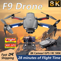 New F9 Drone 8K Professinal Optical Flow Dual HD Cameras Foldable RC Helicopter WIFI FPV Height Hold Security Surveillance Drone