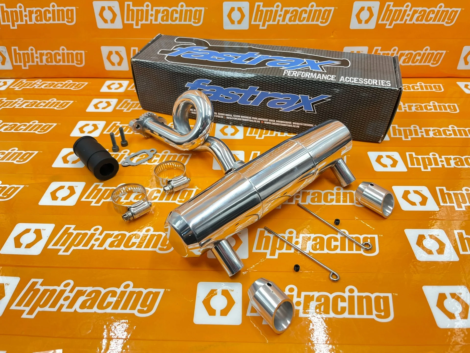 Fastrax genuíno HPI BAHA 5B 5T 5sc tubo de escape de veículo off-road tubo de escape duplo com camada de isolamento acústico embutida