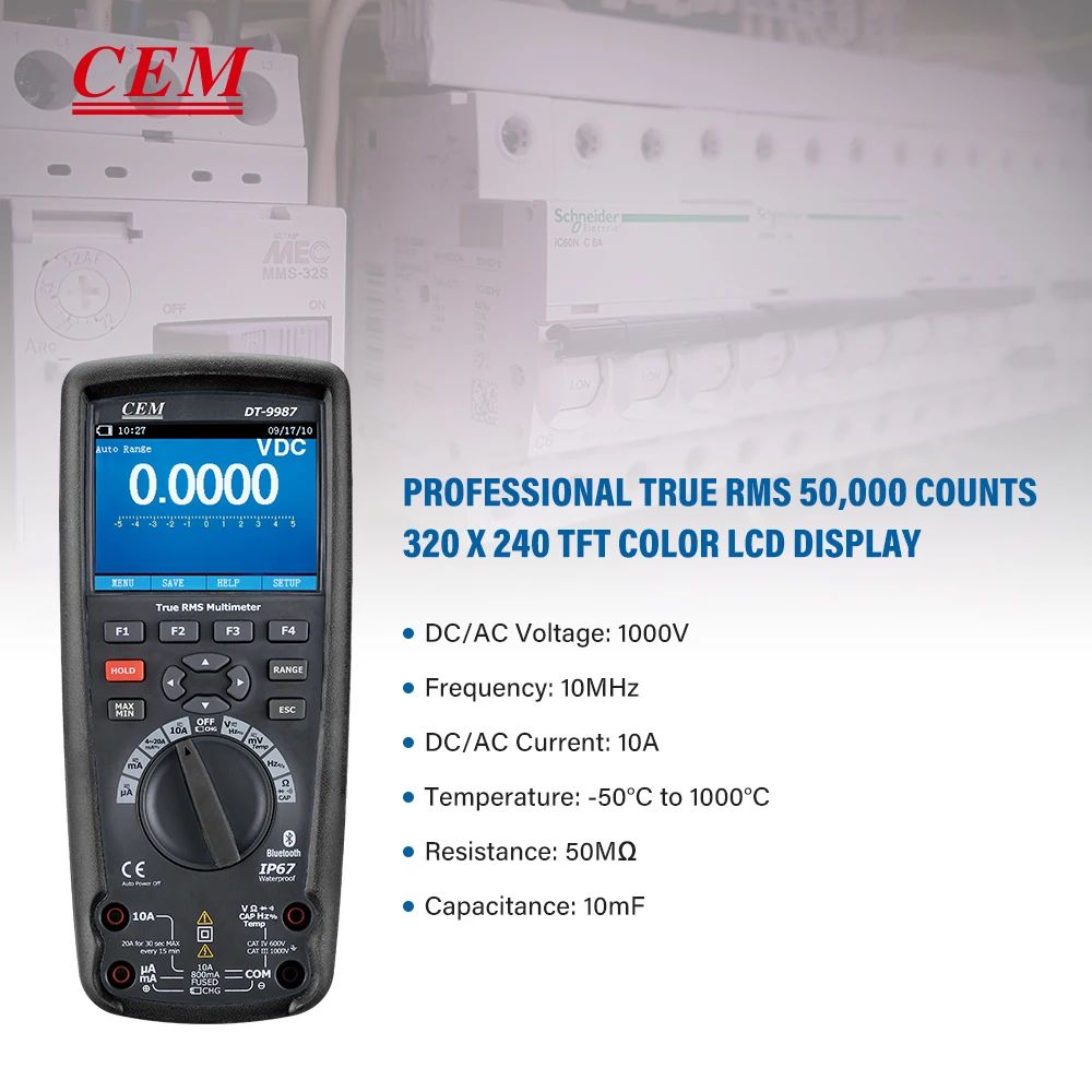 9987 Digital TRMS High Resolution & Accuracy Multimeter with Bluetooth - CEM Instruments