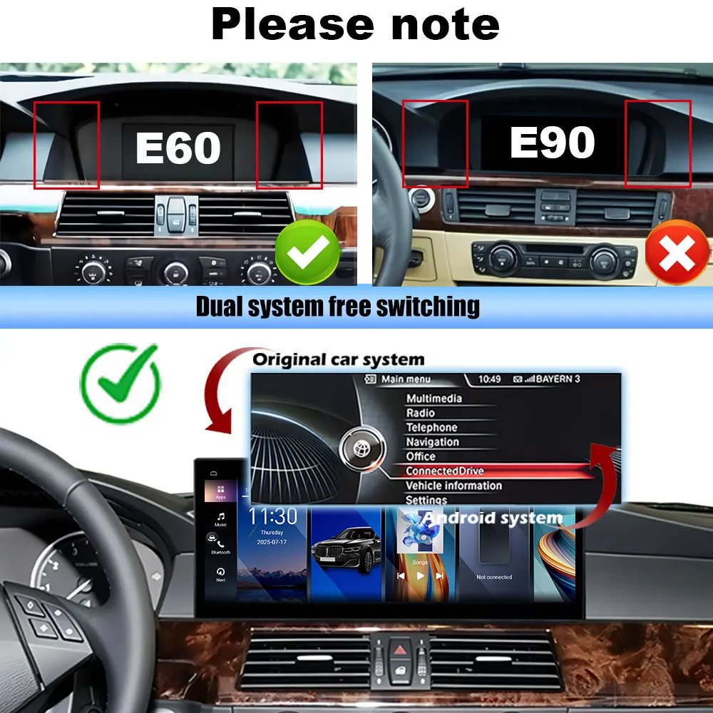 12.3" Ultra-thin Screen Android 16 BT for BMW 5 Series E60 E61 E62 2004-2008 CIC CCC System 4G Car Radio Video Multimedia Player view 6