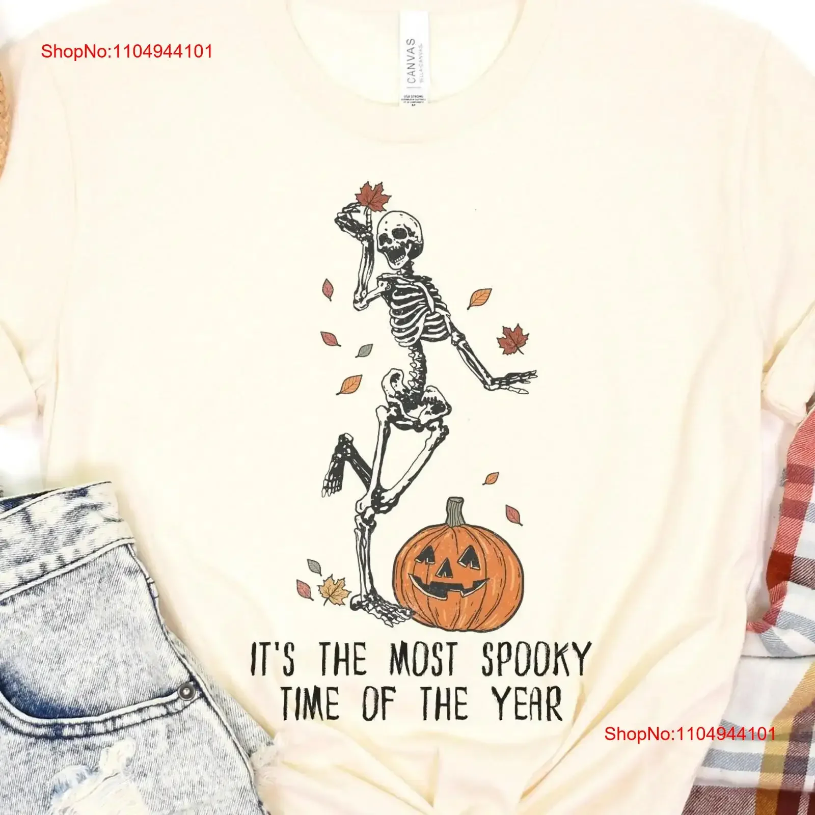 It's The Most Spooky Time Of Year Halloween T Shirt Pumpkin Skeleton Vintage Fall Autumn vintage Washed Slightly
