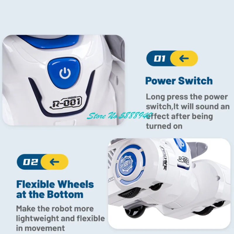 Intelligent Educational Cartoon Remote Control Robot Toy 2.4G Touch Sensing LED lights Auto Demo Sing Dancing Small RC Robot Toy