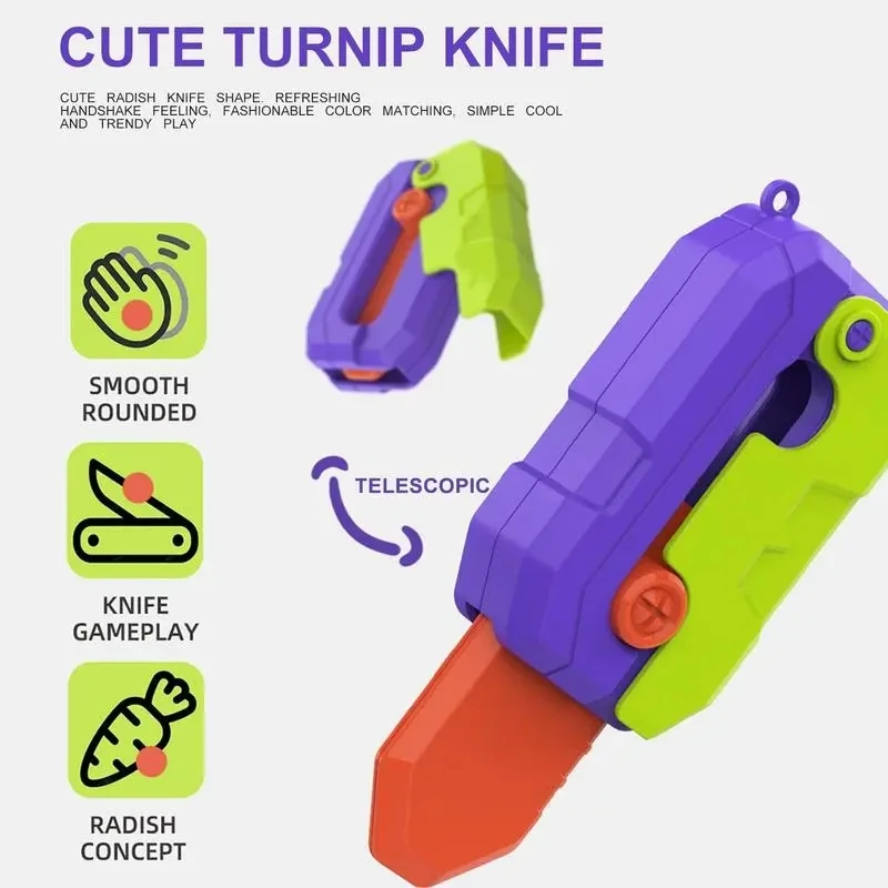 Fidget Knife Toy 3D Printing Fidget Knife Toy Funny Plastic Carrot Knife Toy  For Anxiety Relief Toy Gift