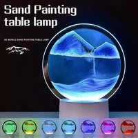 LED 7 Colors 3D Sandscape Lamp RGB Hourglass Light Moving Sand Art Frame Night Light with Deep Sea Display birthday Gift