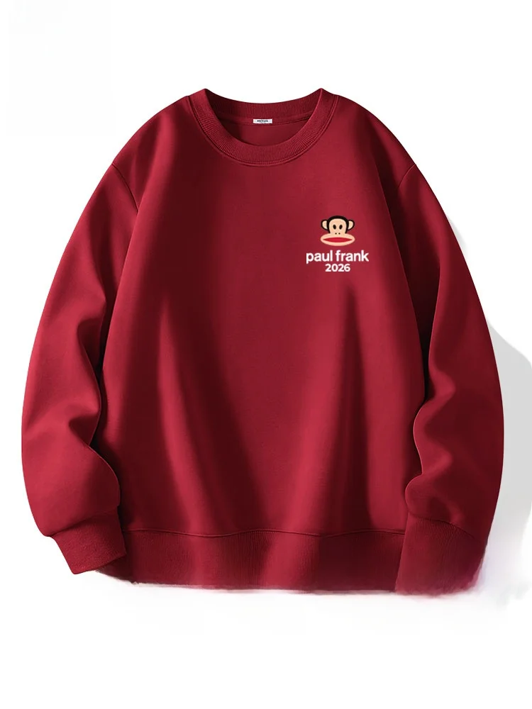 

Новинка 2026 года: Красная толстовка Luy с флисовой подкладкой, повседневная, с длинным рукавом, круглым вырезом, гарантированное тепло