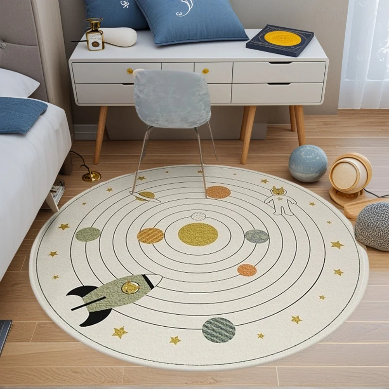 Cartoon Pattern Cute Round Rugs for Living Room Children's Room Bedroom Mat Non-slip Game Blanket Kindergarten Lunch Mat