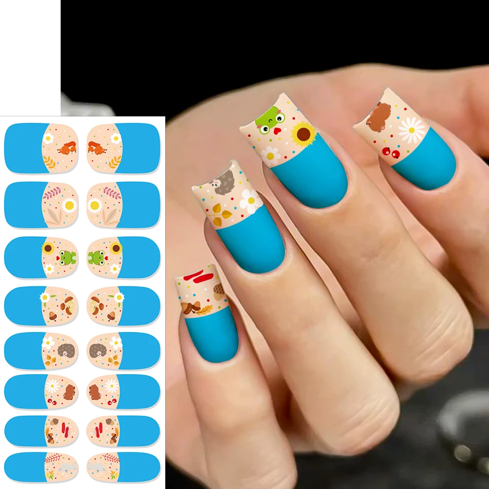 Autocollants pour ongles en Gel, 16 pointes, rouge, Semi-durci, cœur blanc, doux amour, bandes auto-adhésives, Patch, lampe UV, besoin d'une pression sur les enveloppes d'ongles