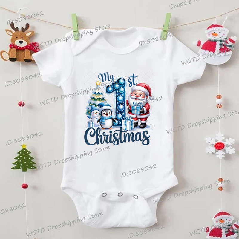 

Newborn Baby "My 1st Christmas" Bodysuits Short Sleeve Romper Print Outfit Infant Clothes Gift Merry Christmas Jumpsuits 2025