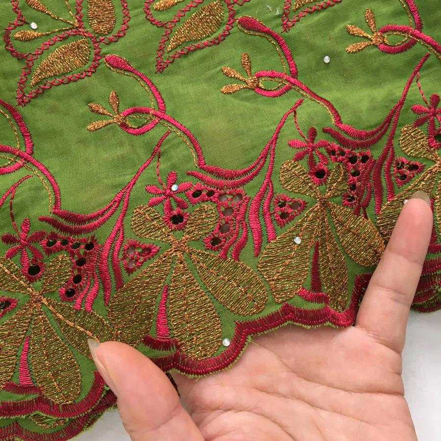 SJD LACE telas de encaje de algodón nigeriano africano 5 yardas 2025 encaje de gasa suizo bordado de alta calidad para vestidos de fiesta de mujer 4370