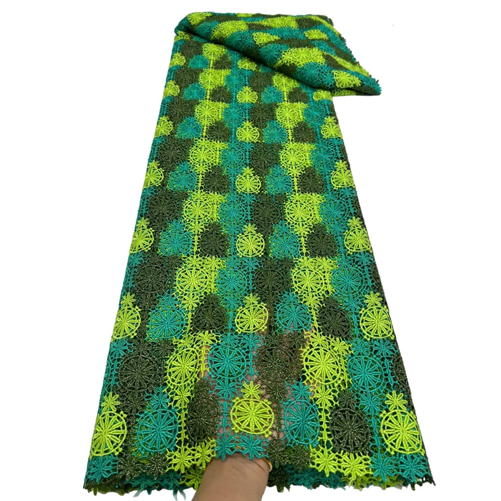 قماش دانتيل قطن أفريقي مطرز 2025 نيجيريا أفريقي قابل للذوبان في الماء قماش دانتيل تول فستان سيدة خياطة فستان رسمي