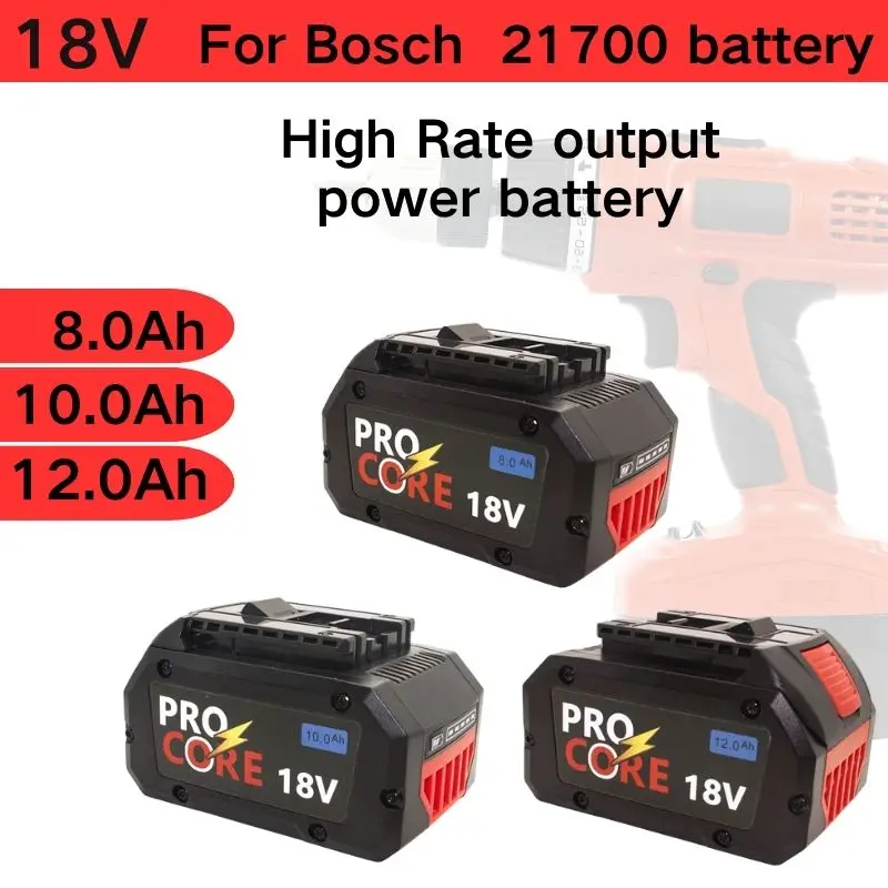 

8Ah,10Ah,12Ah battery replacement,suitable for Bosch 18V cordless tool BAT609, BAT618 GBA18V, 21700 high-power 5C power battery