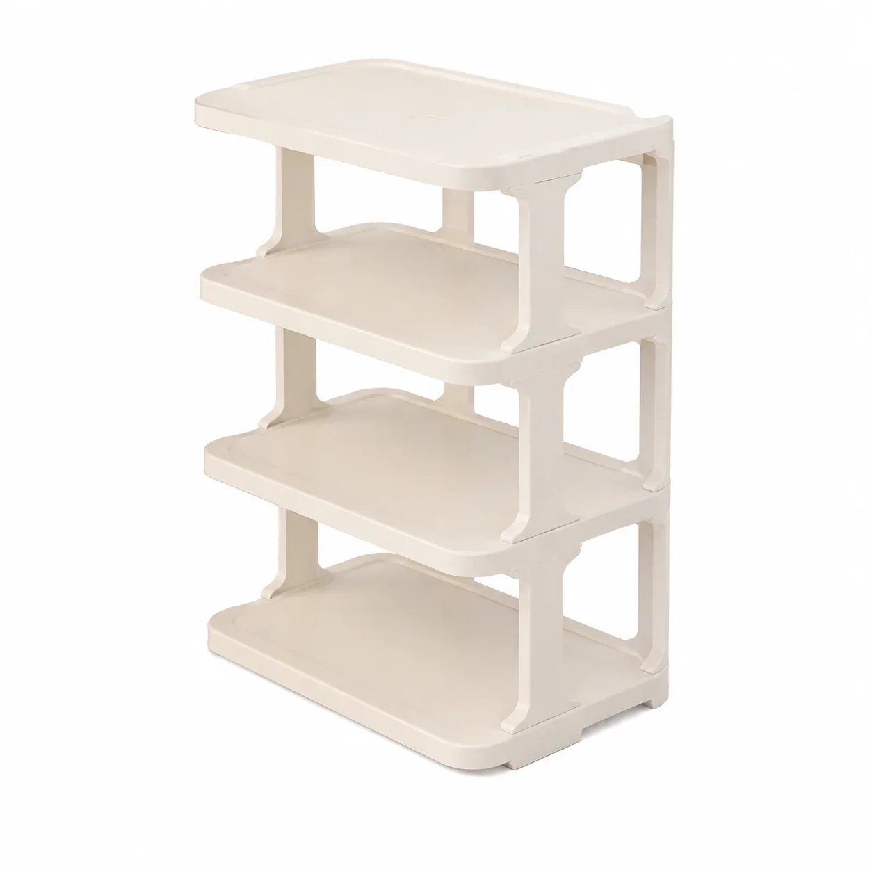Sturdy Multi-Layer Plastic Shoe Rack Space Saving Entryway Organizer for Home Dorm Small Apartment Entrance Storage Beige-4Tier