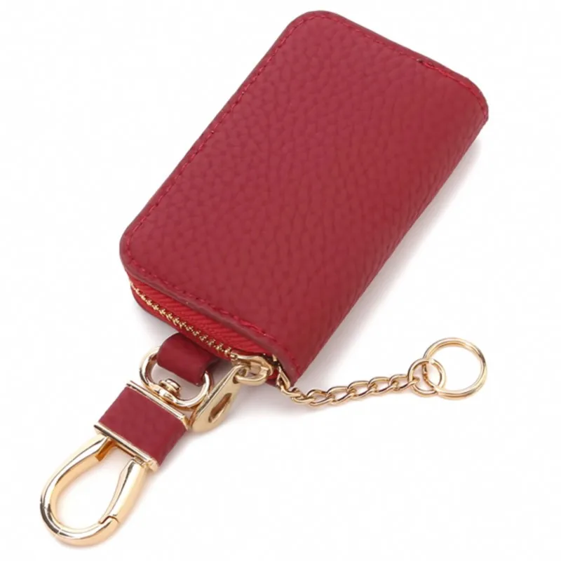 PU Zipper Key Pouch Fashion Key Case Holder Organizer Portable Key Wallet Keychain Protective Cover For Women Car Keys Storage