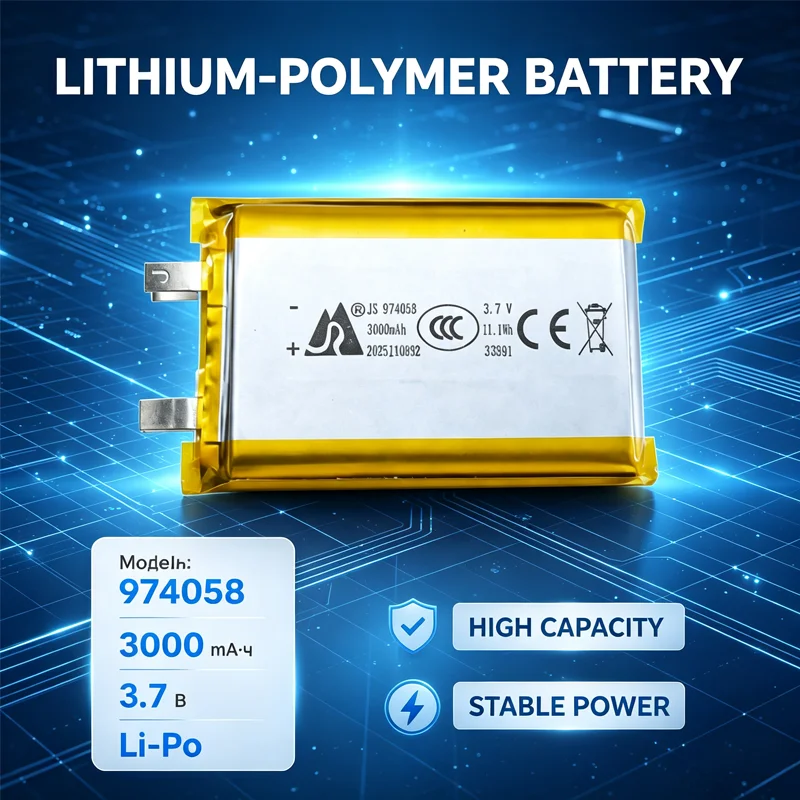 974058 3.7V 3000mAh LiPo Battery Rechargeable Lithium Polymer Cell for GPS MP3 MP4 Camera DVD Player