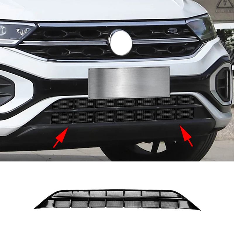 Car insect screen FIT For Volkswagen T‑Roc 2022-2025 R-Line Front Lower Grille shield Grill protection molding Cover Strip Trim