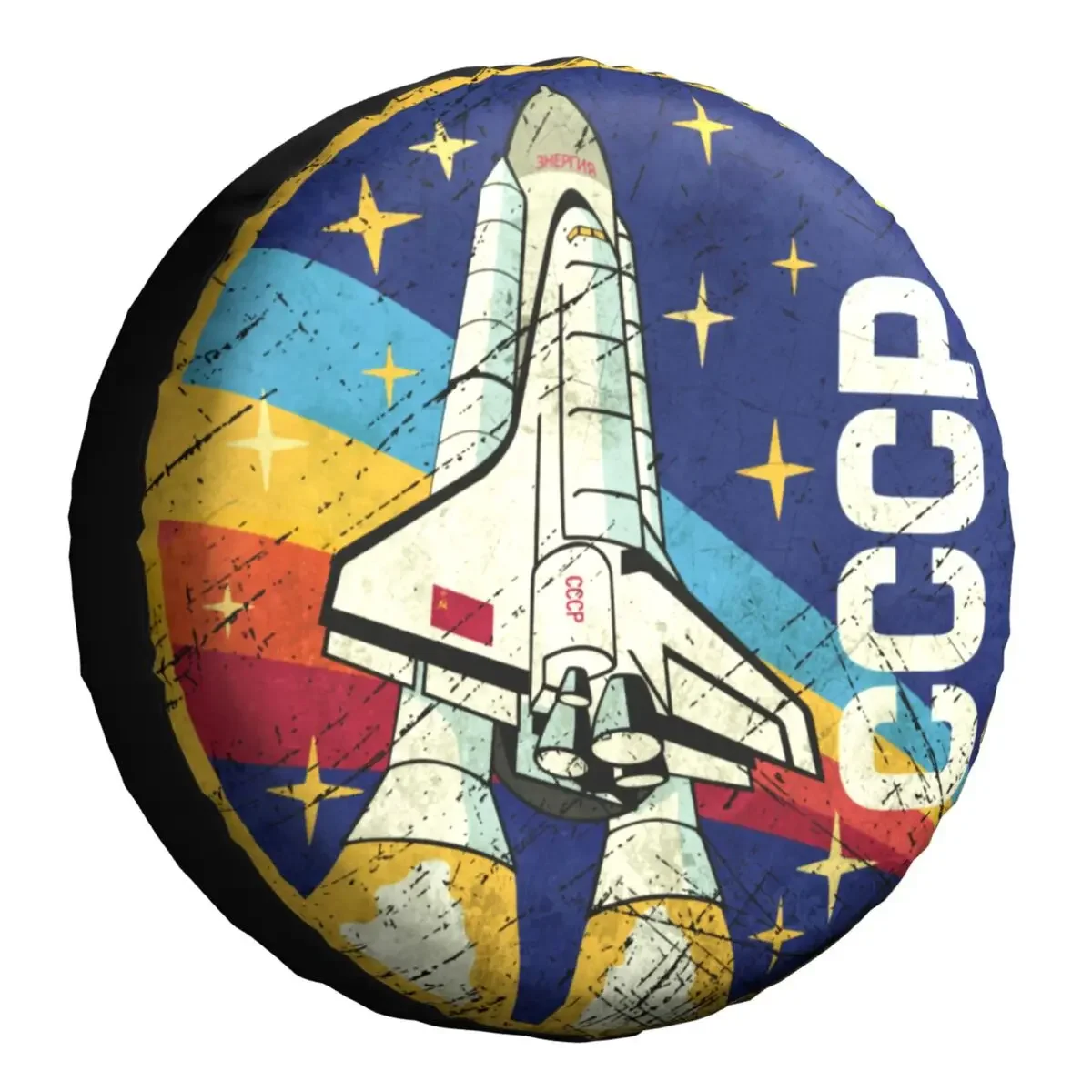 Custom Vintage CCCP Spare Tire Cover for Jeep Toyota Mitsubishi Space Rocket USSR Soviet Union 4WD 4x4 Trailer 15