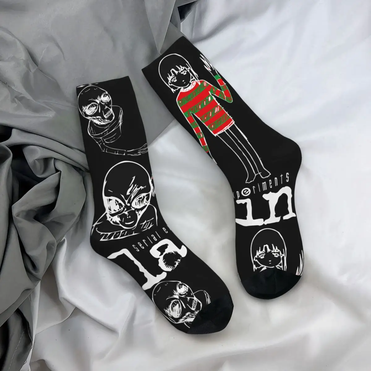 Funny Crazy compression Unbelievable Sock for Men Hip Hop Harajuku Experiments Lain Happy Quality Pattern Printed Boys Crew Sock