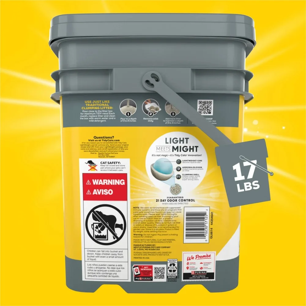 Purina  Multi-Cat Clumping Kitty Litter, 4-In-1 Strength Lightweight Deodorizing, 17 lbs Pail