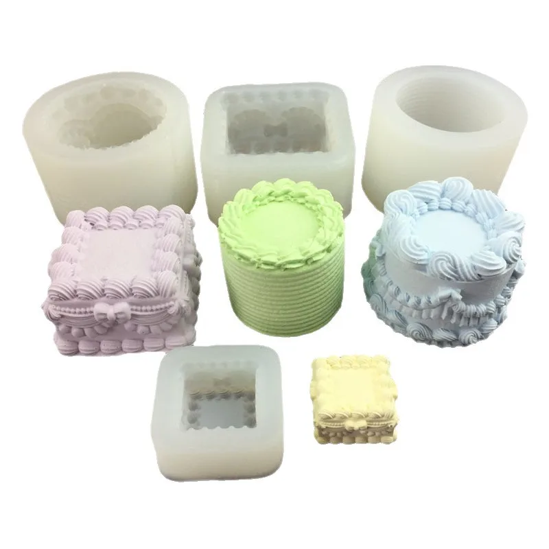 3D Simulation Cream Cake  Shaped Silicone Mold for Making Candle Resin Epoxy Tool Gypsum Casting Mold Decor Squishy toy Moulds