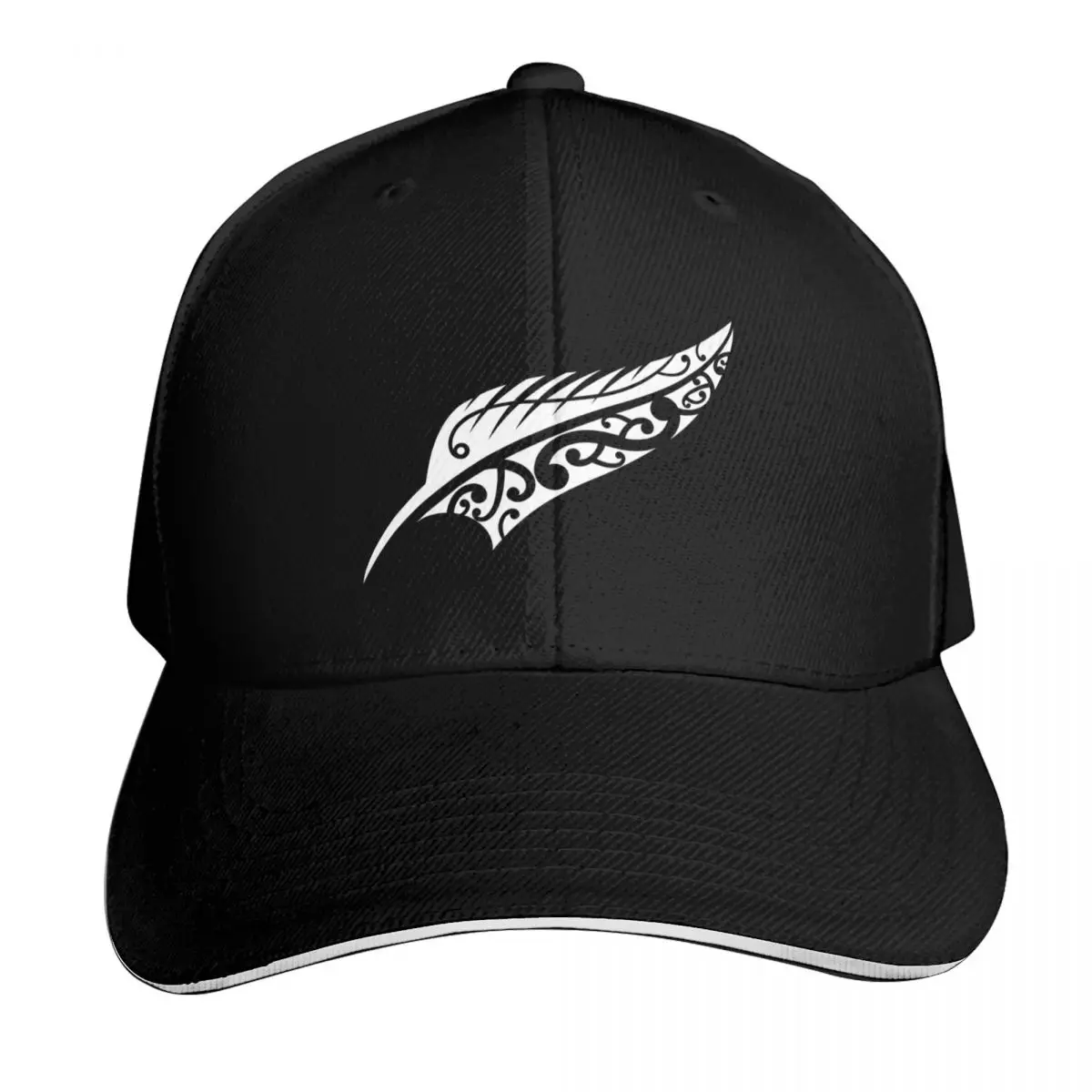 New Zealand Kiwi Fern all black tattoo Baseball Cap Six Panel Structured Crown Sun Protection UPF 50+ Breathable Mesh Back