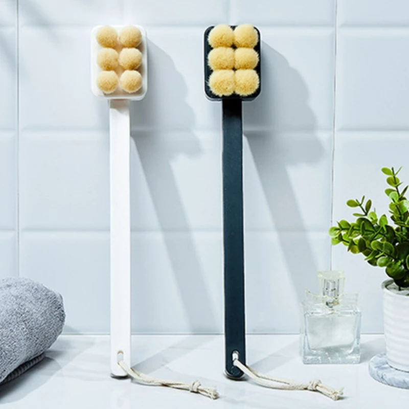 Scrubber portatile per la schiena della doccia per il corpo setole morbide bagnate e asciutte multifunzione per la casa manico lungo esfoliante ergonomico per la pelle