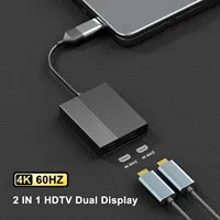 4K 60Hz USB C/USB 3.0 to Dual HDTV Dock Station DL6950 Chip DisplayLink Compatible with Windows macOS mac M1/M2 Android Chrome