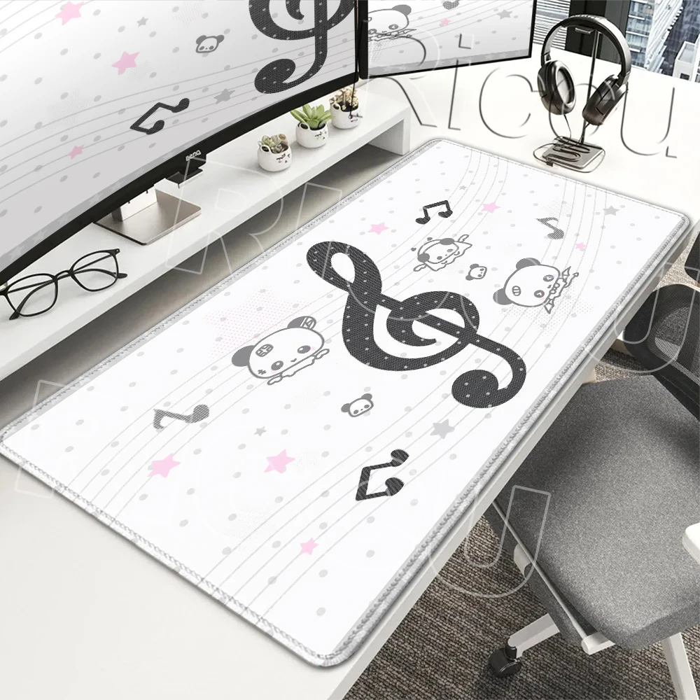 Panda Polka Dots Mouse Pads Protector Large Size Musical Note Pattern Deskmats Office Game Accessories Rug PC Laptop Rubber Pads